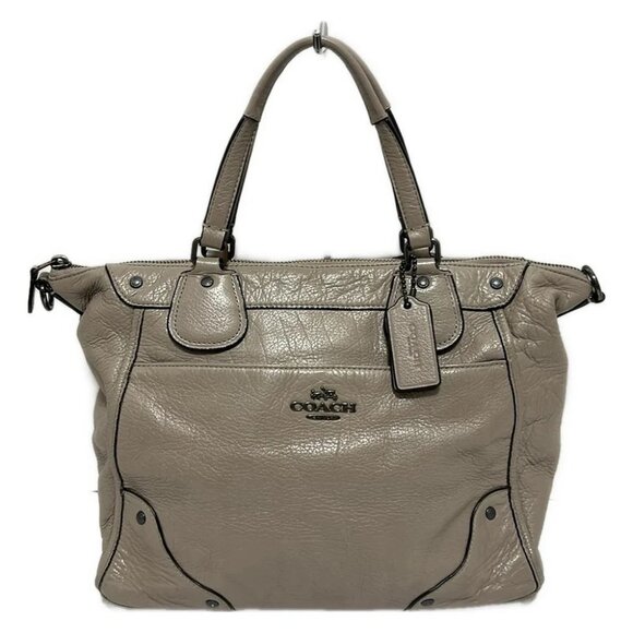COACH Mickey Grain Leather Satchel F34040 Pink Beige Leather - Handbag - Picture 1 of 9